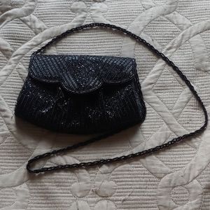 La Regale Black Beaded Crossbody